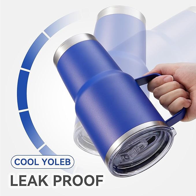 30 oz Tumbler with Handle and Lid, Stainless Steel Tumblers Bulk Double Wall Vacuum Insulated Travel Mug Leak Proof Cup Keep Drinks Cold and Hot Blue, 12 Pack