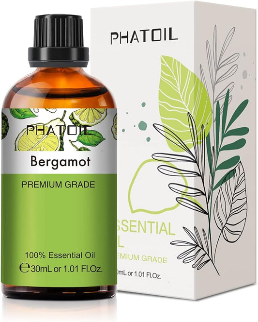 Bergamot Essential Oil 1.01fl.oz/30ml, PHATOIL Bergamot Oils Long Lasting Scents for Aromatherapy, Diffuser, DIY Soap and Candle Making - Bloomnest