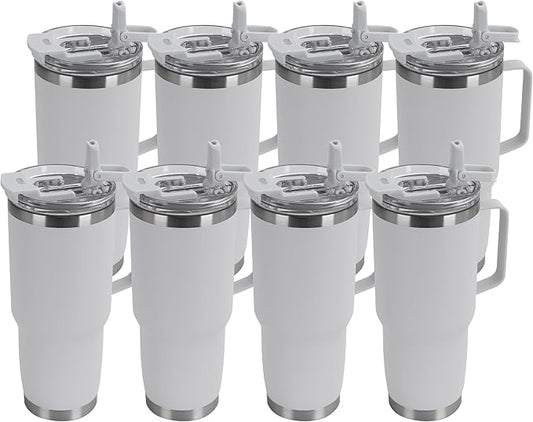 HASLE OUTFITTERS 30oz Tumbler Bulk with Handle, Insulated Travel Coffee Mug Set with Handle Leak-Proof Double Wall Stainless Steel Vacuum Tumblers Pack Metal Cup for Hot and Cold Drink - Bloomnest