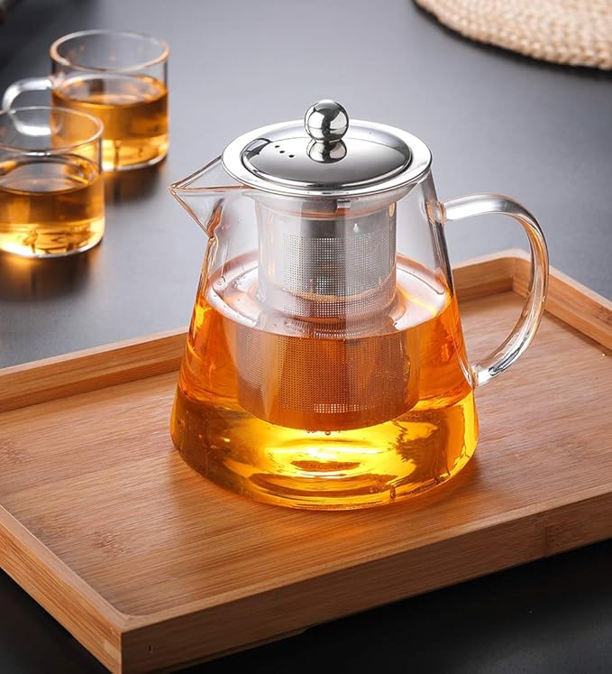 Glass Teapot with Infuser Tea Pot 32oz/43oz Tea Kettle Stovetop Safe Blooming and Loose Leaf Tea Maker Set (32oz/ 950ml) - Bloomnest