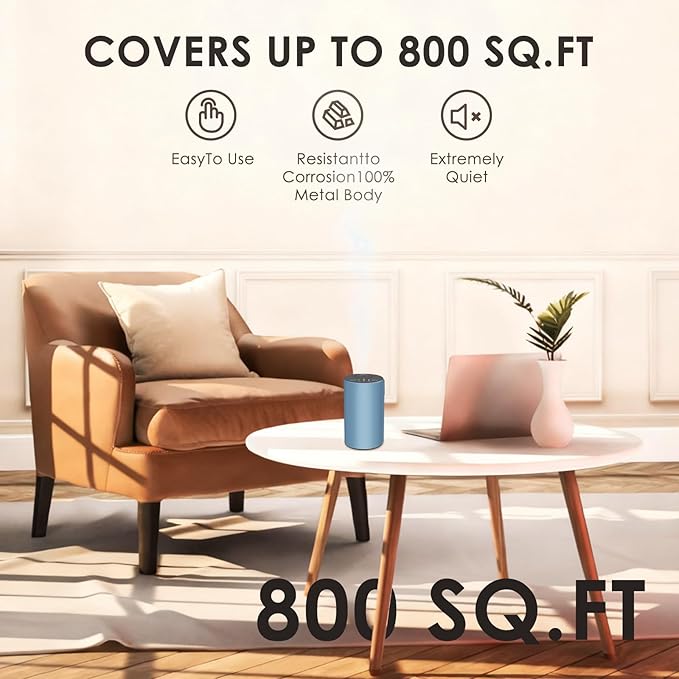 Waterless Essential Oil Diffuser, 7 Colors LED Light, Battery Powered Mini Scent Air Machine, Aromatherapy Mist Diffuser for Home Room Car Office (Blue) - Bloomnest