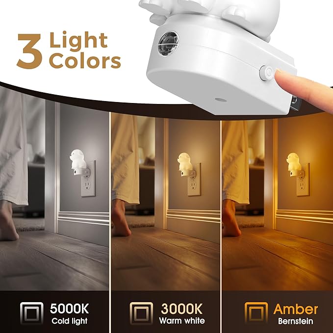 L LOHAS LED Plug in Night Light for Kids,2-Pack 3D Cute Puppy Night Lights with Dusk to Dawn Sensor,1600K/2700K/5000K 3CCT Dog Night Light,Christmas Birthday Gift Nightlight for Kids,Room Decor - Bloomnest