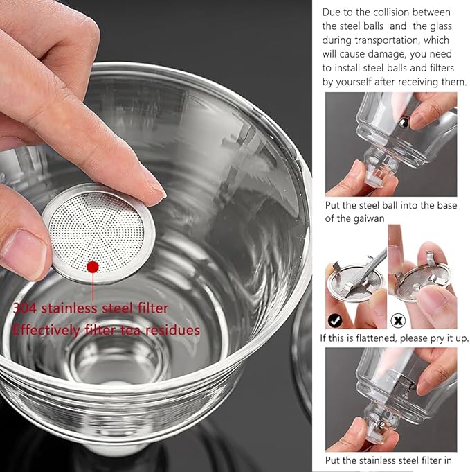 Lazy Kungfu Drip TeaPot, Heat Resistant Tea Set, Semi-Automatic Glass Teapot Suit for Magnetic Water Flow Wooden Glass Teapot Set - Bloomnest