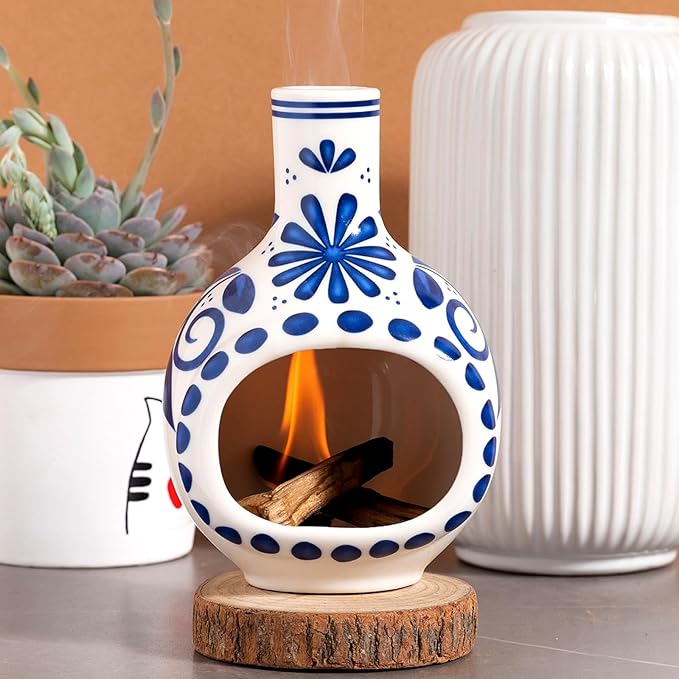 Handmade Ceramic Palo Santo Holder Burner - Mini Chimenea Incense Dish for Palo Santo and Sticks - Sage Holder for Meditation Decor - Bloomnest