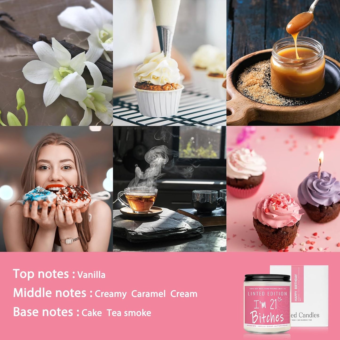 21th Birthday Gifts for Women, Perfect Birthday Present, Funny Presents for Mom, Friends, Wife, Sister, 7oz Vanilla Cream-Scented Candle