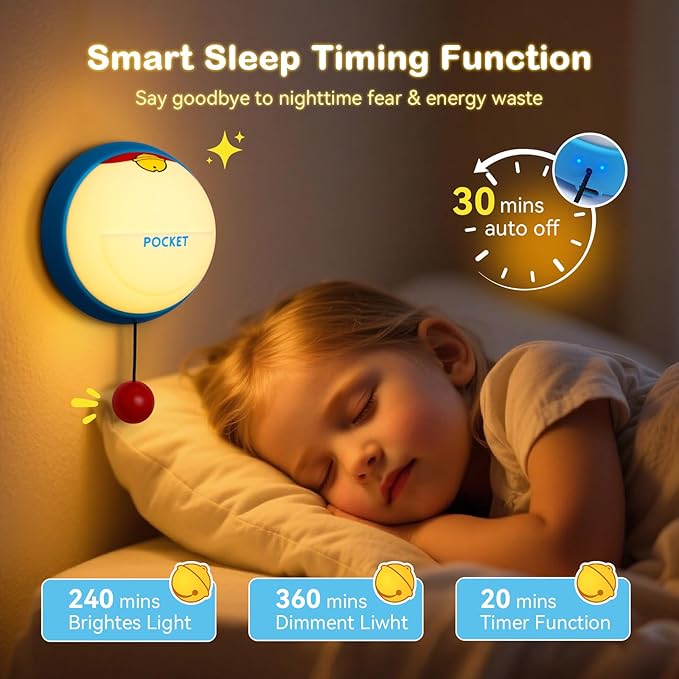 Night Light Cute for Kids, 3-Level Dimmable Night Lamp Wall Mounted, Silicone Squishy Light Up Gifts, Rechargeable Bedside Touch Lamp for Breastfeeding Toddler Baby Kids Decor - Bloomnest