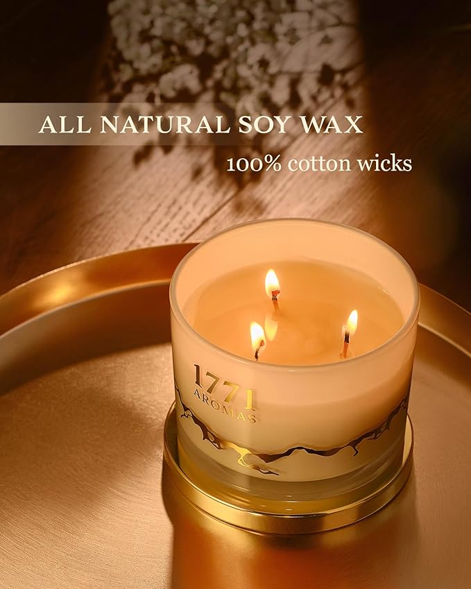 Vanilla Scented Candles - 100% Natural Soy Wax - Large 3 Wick Jar Candle - Up to 50 Hours Burning Time - Candles for Home - Gift-Ready Candle for Men & Women - Aromatherapy Candles - Bloomnest