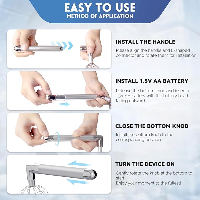 Head Massager Scalp, Vibrating Electric Scalp Massagers, Battery Powered Head Scratchers Massager Whisk Hair Massage Relax Tool with 20 Metal Fingers for Stress Relief, ldeal Gift for Women & Men Winyoung