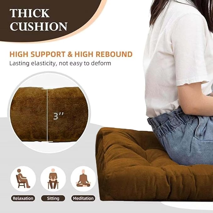 Large Floor Pillow Cushion for Adults Meditation Cushion Large Floor Sitting Soft Seat Pillow for Tatami Living Room Yoga Chatting 22x22 Inch Sky Blue - Bloomnest