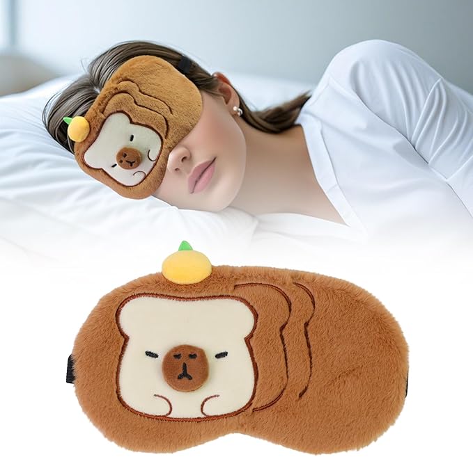 Cute Animal Eye Mask for Sleeping Funny Animal Sleeping Mask Soft Lightweight Eyemask for Women Teen Girls (Brown Bread) - Bloomnest