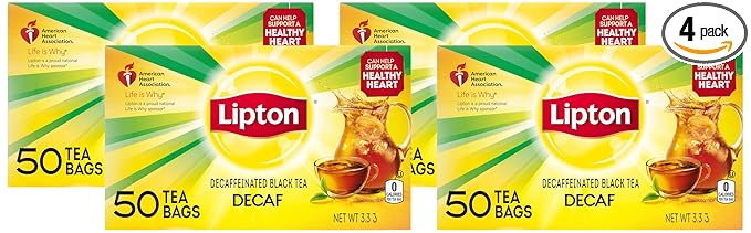 Lipton Decaffeinated Black Tea, 50 Count (Pack of 4) - Bloomnest