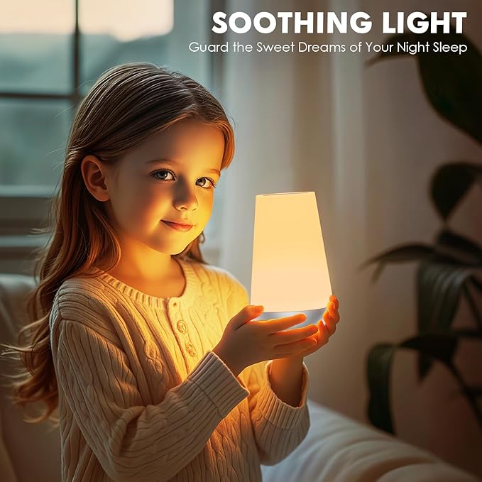 Auxmir Night Light for Kids Baby, 2500mAh13 RGB Colors & 5 Brightness, Portable Rechargeable LED Bedside Lamp for Baby Nursery, Night Lights for Bedroom Living Room Bathroom Hallways, Silver - Bloomnest