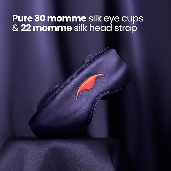 Manta Silk Sleep Mask – Premium 22 Momme Silk Eye Mask, Designed for Blackout Comfort, Breathable and Washable, Adjustable Fit (Purple) - Bloomnest