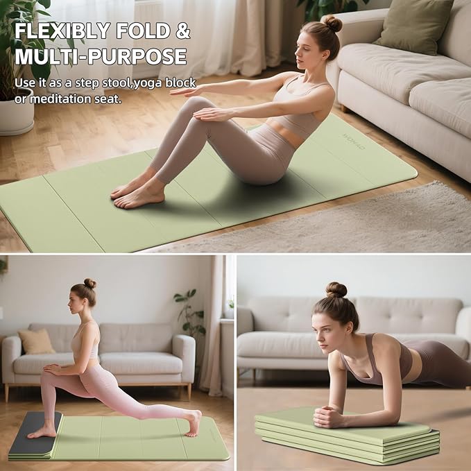 7-Fold Yoga Mat 70"x24" - 1/2 Inch Thick Folding Exercise Mat, Compact Non-Slip TPE Mat for Travel, Storage, Yoga & Home Gym, Lightweight & Portable - Bloomnest