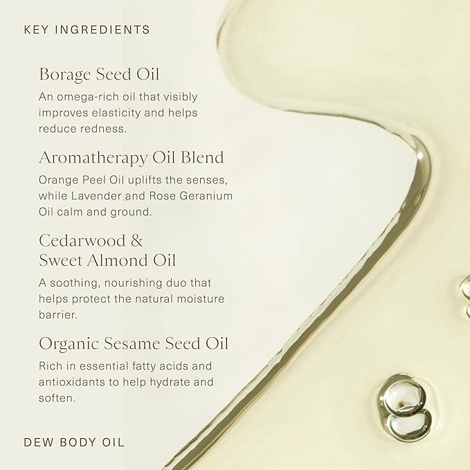 Oak Essentials Dew Body Oil | Nourishing Daily Body Oil for Radiant, Supple Skin with Borage Seed Oil, Cedarwood, and Sweet Almond Oil, 3.4 Fl Oz - Bloomnest