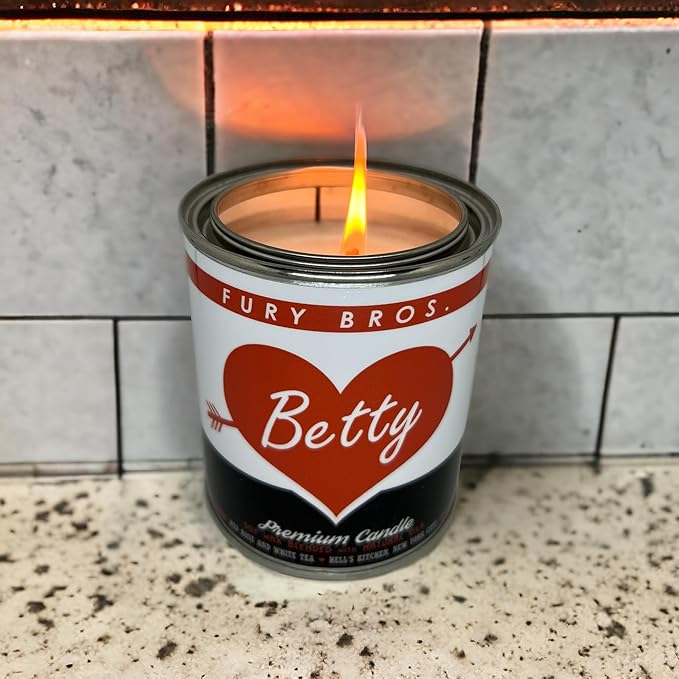 Fury Bros. Scented Candles for Men | Betty | Red Rose & White Tea | Natural Soy Wax | Hand-Poured in The USA | Long 70-80 Hour Burn (12.5 oz) | Vintage-Inspired Tin Design | Dad Home Gift - Bloomnest