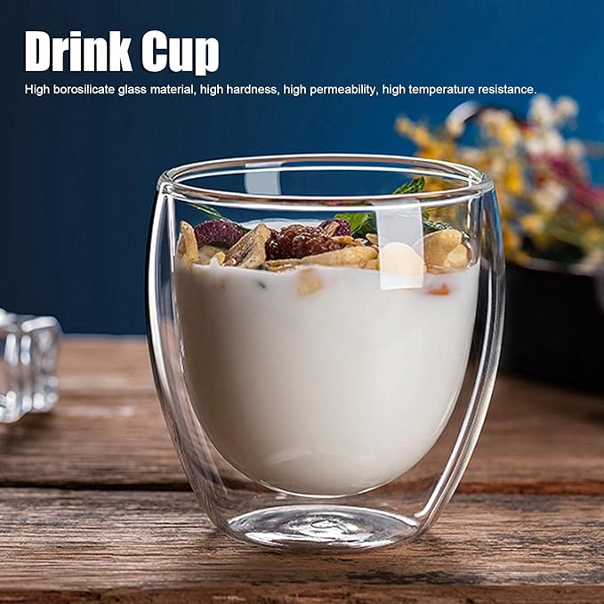 Glass Coffee Mugs Set of 6, 3OZ Insulated Double Wall Coffee Cups, good for Cappuccino, Latte, Americano, Tea Bag, Beverage,Glass Coffee Cups - Bloomnest