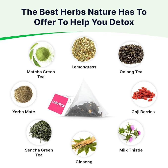 LULUTOX Detox Tea - Herbal Blend with Dandelion, Ginseng, and Ginger - Supports A Healthy Weight, Digestive Health - Vegan, All Natural, Laxative-Free - Peach Flavor (3 Pack x 28 Servings) - Bloomnest