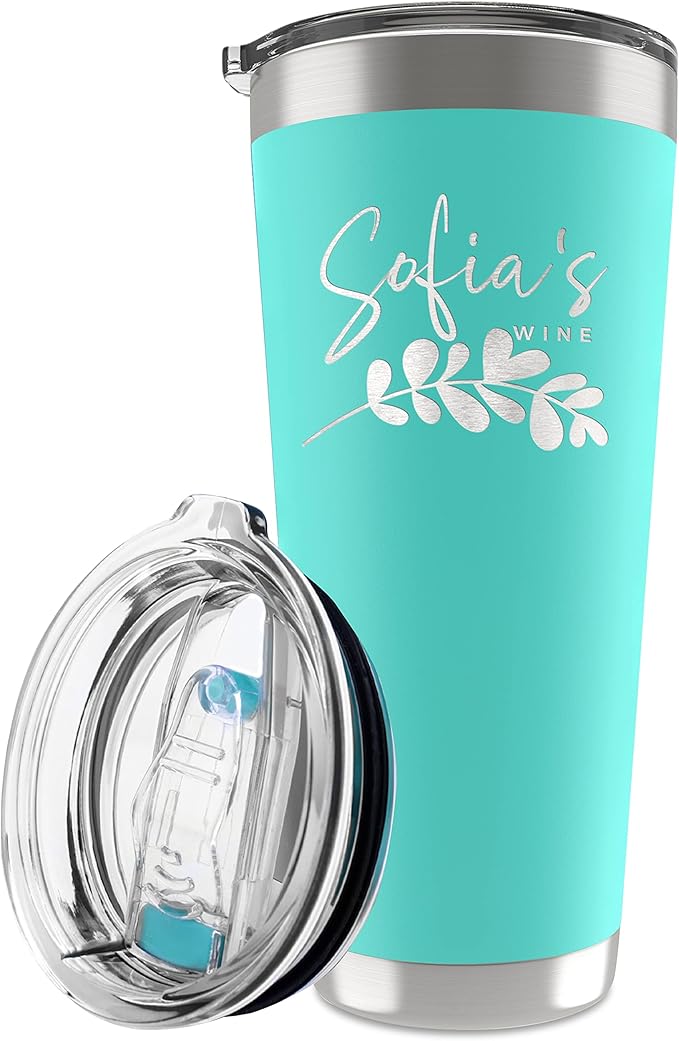 Be Burgundy Personalized Tumbler with Engraved Name - 12 Designs, 30 Oz Coffee Tumbler with Slider Lid, Teal, Double Wall Insulated - Gift for Mom, Women, Personalized Gift for Her - Bloomnest