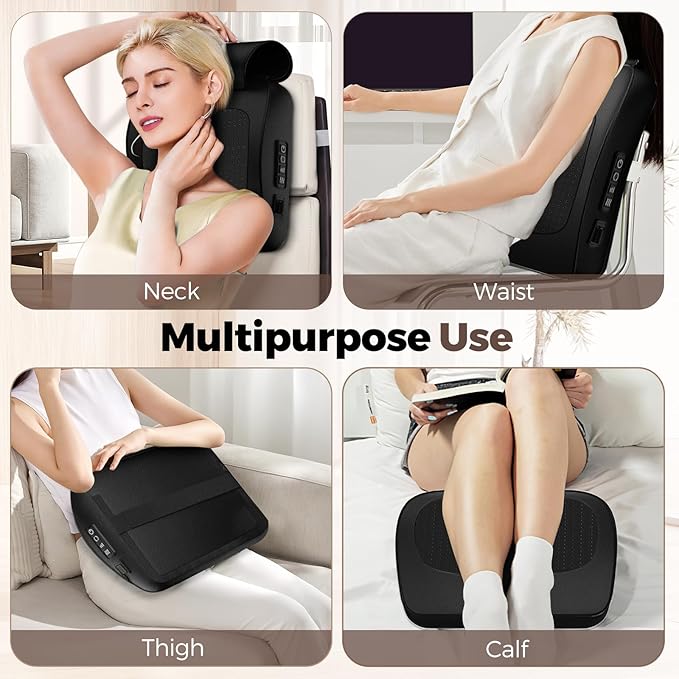 Back Massager with Heat - Shiatsu Back Massager for Pain Relief Deep Tissue - Electric 4D Massage Pillow for Shoulder, Back, Legs, Foot, Gift for Women Men Mother's Day Father's Day - Bloomnest