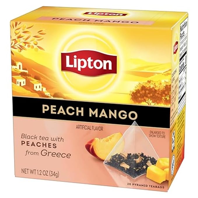 Lipton Black Tea Peach Mango, Pyramid Tea Bags, Flavored Teabags for a Refreshing Cup of Tea, 20 Total Tea Bags - Bloomnest