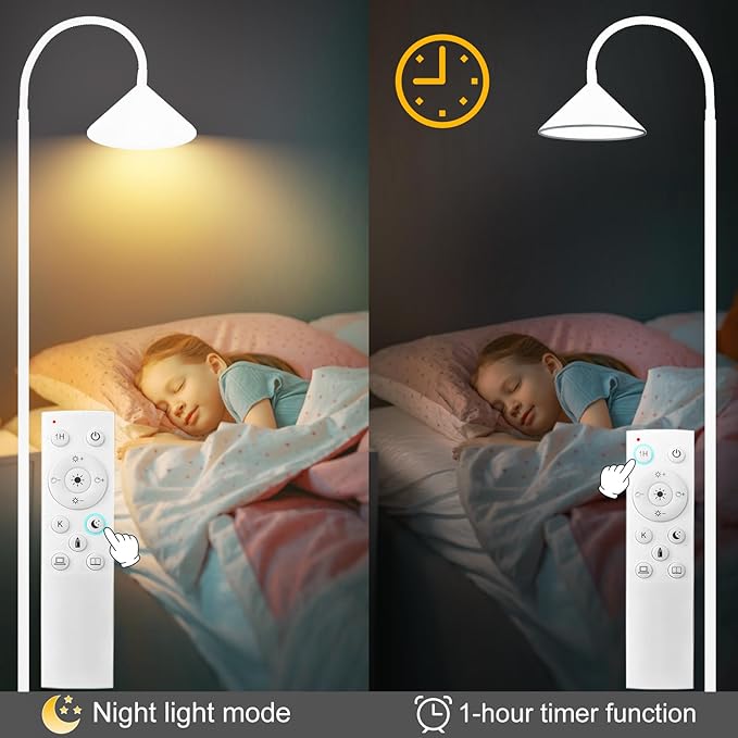 LED Floor Lamp, 18W Floor Lamp with Remote & Touch Control, 2700K-6500K Adjustable Eye Caring Standing Light for Living Room, Bedroom, Office - Bloomnest