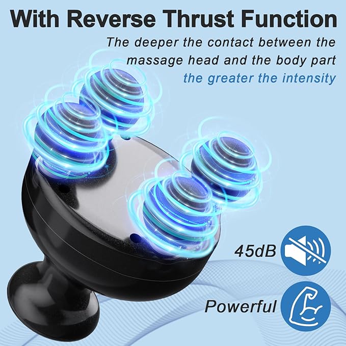 DEITY 4 Heads Handheld Massage Gun Deep Tissue, Electric Body Massager, Percussion Muscle Massager for Easing Shoulder and Back Tension, with Reverse Thrust Function, Black - Bloomnest