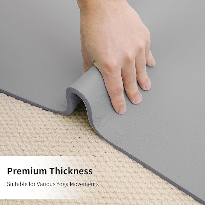 HAHE Yoga Mat Thick (8MM,1/3"), Eco-Friendly POE Non Slip Yoga Mat, High Rebound & Shock Absorption, Anti-Tear & Sweat-Resistant for Yoga, Fitness, Home, Workouts, Large Pilates Mats 72"x24" with Carrying Strap - Bloomnest