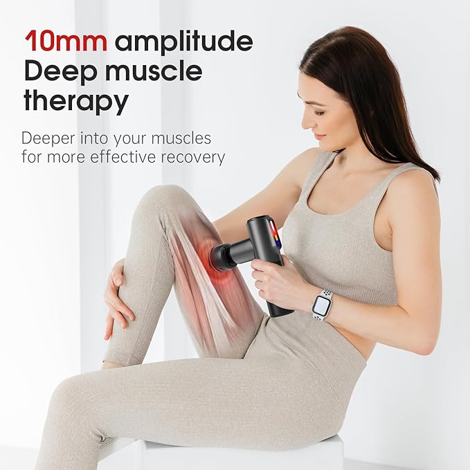 AERLANG Massage Gun Deep Tissue Massager with Heat and Cold Percussion Massage Gun Electric Mini Hand held Massager 5 Speed & 5 Massage Heads Messager Gun - Bloomnest