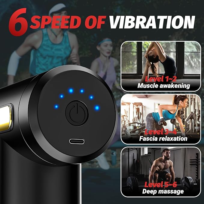 Massage Gun, Small Travel Tool, Massage Gun Deep Tissue,Percussion Handheld Portable Muscle Massager Tool for Full Body Pain Relief, Ideal Gifts for Men, Women(Black) - Bloomnest