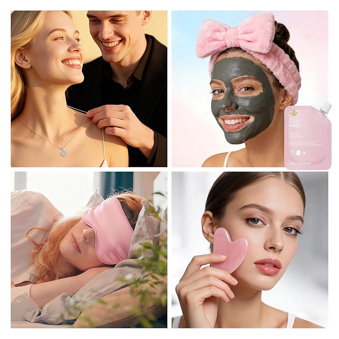 25 Pcs Valentines Day Gifts for Women, Luxury Rose Bath & Body Gift Set, Hydrating Skin Care Kit, Self Care Gifts, Cosmetic Bag, Necklace, Christmas, Birthday, Mothers Day, Anniversary - Bloomnest