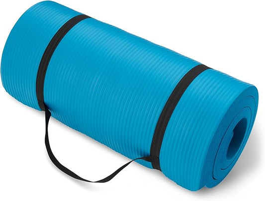 Amazon Basics 1 Inch Extra Thick Workout Exercise Yoga Mat with Carrying Strap - Bloomnest