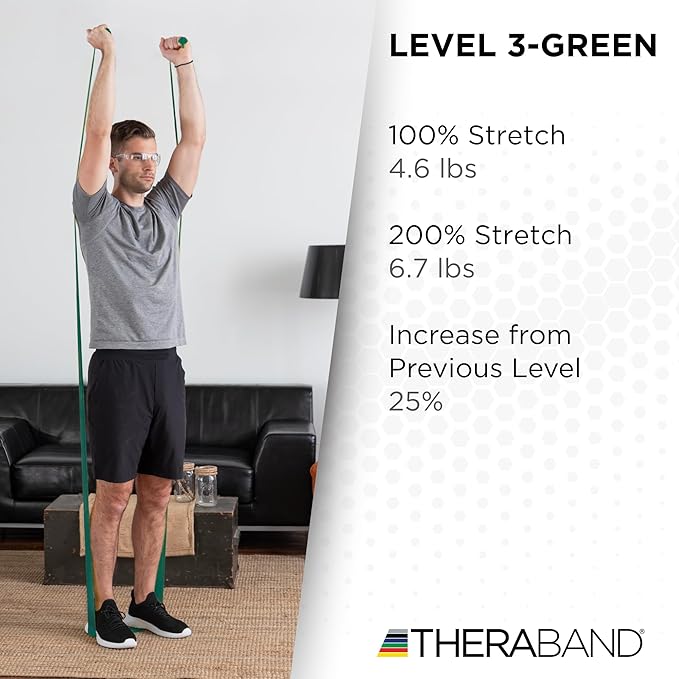 THERABAND Resistance Band 25 Yard Roll, Non-Latex Professional Elastic Stretch Bands for Upper & Lower Body Exercise Workouts, Physical Therapy, Lower Pilates, Flexibility, & Rehab, Dispenser Box - Bloomnest