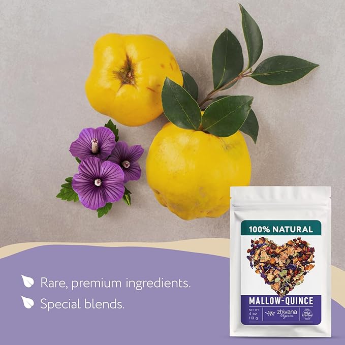 Blue Mallow and Quince Herbal Tea – Loose Leaf Caffeine Free Tea – Floral Fruity Relaxing Tea – 100% Natural Ingredients – Te de Malva - 4 oz - Bloomnest