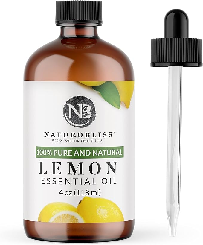 NaturoBliss 100% Pure Lemon Essential Oil Therapeutic Grade Premium Quality (4 fl. oz) with Glass Dropper, Perfect for Aromatherapy - Bloomnest