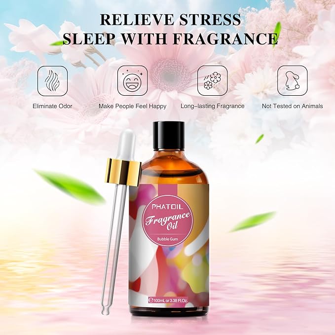 PHATOIL 3.38FL.OZ Bubble Gum Fragrance Oils for Aromatherapy, Essential Oils for Diffusers for Home, Perfect for Diffuser, DIY Candle and Soap Making, DIY Scented Products - 100ml - Bloomnest