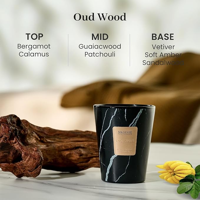 M&SENSE OudWood Scented Candles for Home, Lead-Free Wick Highly Scented Jar Candles, 14.1 Oz 80 Hours Lasting Burning Candles Gifts for Women, Relaxing Aromatherapy Candle for Stress Relief - Bloomnest