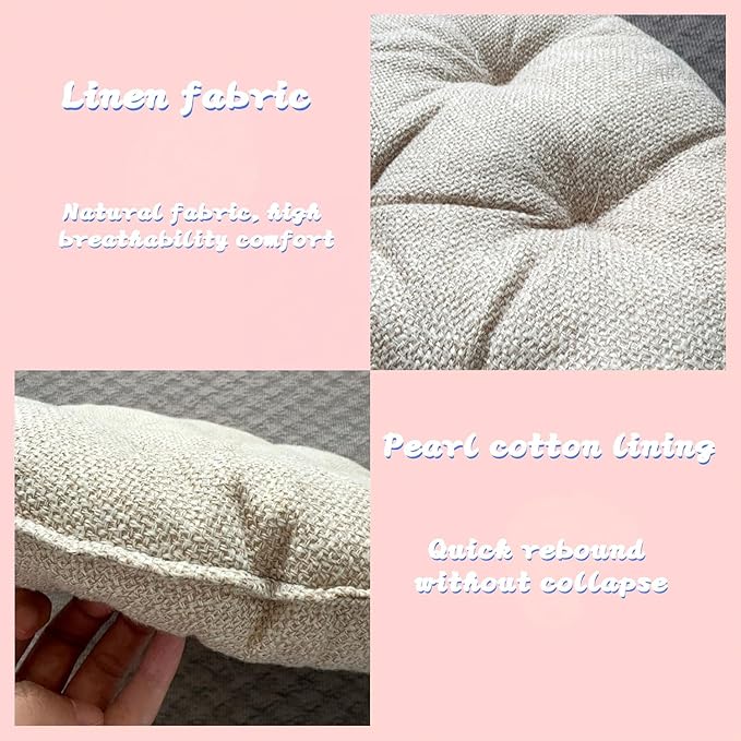 Large Linen Floor Cushions,Round Futon Pillows Japanese Style Tufted Floor Pillows Meditation Cushions for Seating On Pad for Yoga Sofa Balcony(Size:75x75cm(30x30inch),Color:Beige) - Bloomnest