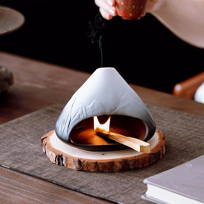 Handmade Ceramic Palo Santo Holder Burner & Sage Holder - Mini Tabletop Chiminea Burner Tray with Ash Catcher, Decorative Incense Holder for Spiritual Meditation & Yoga - Bloomnest