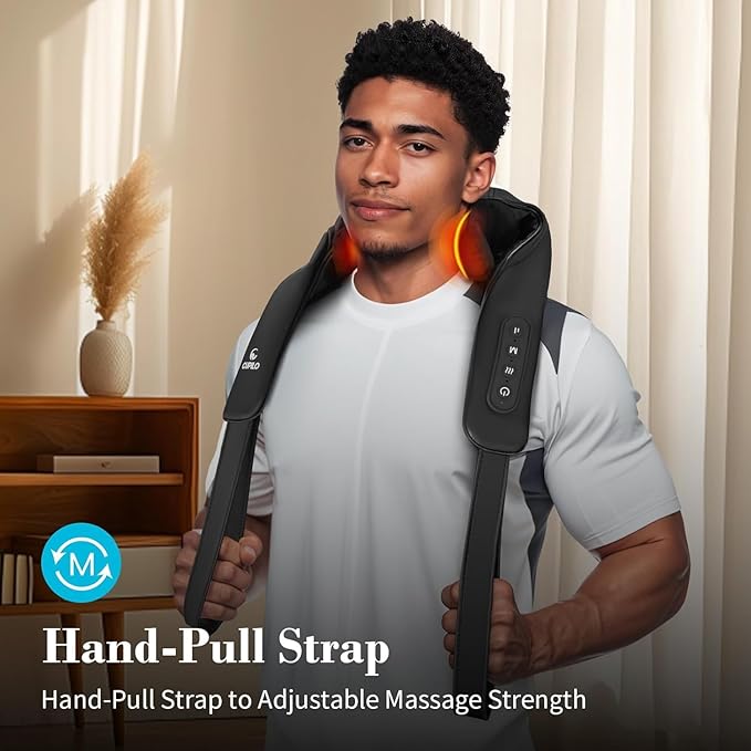 Neck Massager with Heat - Cordless Shiatsu Massage for Neck Back and Shoulder, Rechargeable Kneading Massager for Pain Relief, Gift for Mom Dad