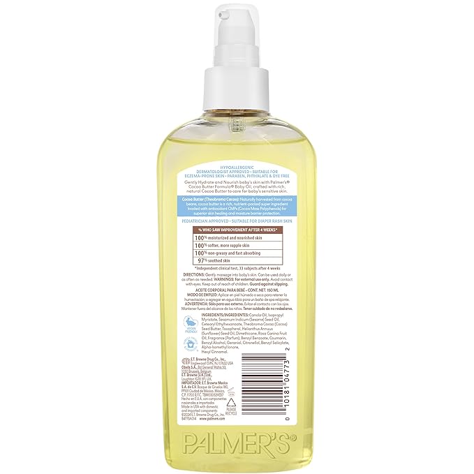 Palmer's Cocoa Butter Formula Gentle Baby Oil, 5.1 fl oz, Nourishing for Delicate Skin, Vitamin E Baby Essentials - Bloomnest