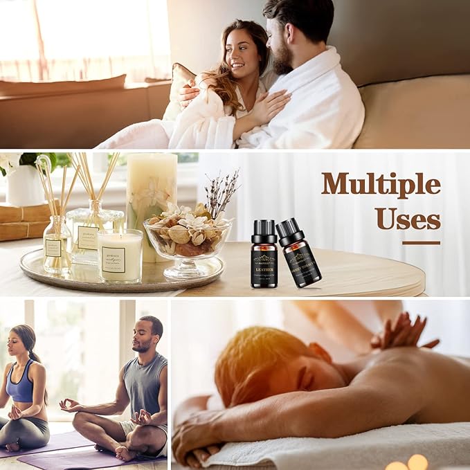 Essential Oils Set, Men Scents Fragrance Oil Aromatherapy Essential Oils Kit for Diffuser (6x10ML) - Sandalwood, Cedar, Leather, Sweet Tobacco, Rum, Cologne Aromatherapy Oils Gift for Men - Bloomnest