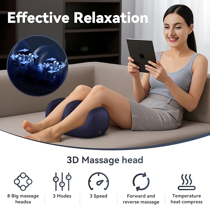 Foot Massager with Heat, Shiatsu Foot Massager for Plantar Fasciitis, Lightweight and Remote Control, Suitable for Home, Office, Cool Birthday Gifts for Mom, Dad(Blue) - Bloomnest