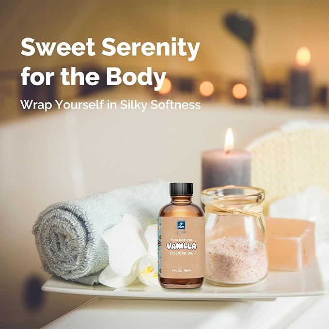 Vanilla Essential Oil 4 Oz, 100% Pure Vanilla Oil for Diffuser, Skin, Hair, Body & Face, Perfume, Sweet Creamy Scent for Relaxation, Aromatherapy & Massage - Bloomnest