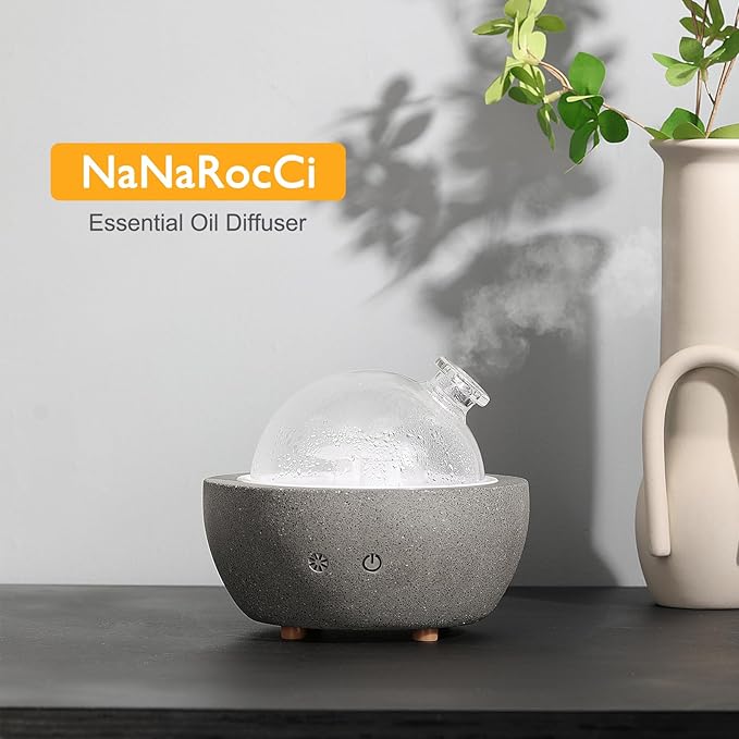 Essential Oil Aromatherapy Diffuser for Home Bedroom Large Room Glass Stone Ultrasonic Air Scent Mist Aroma Diffuser 200ML Defusers—Dark Gray Bloomnest