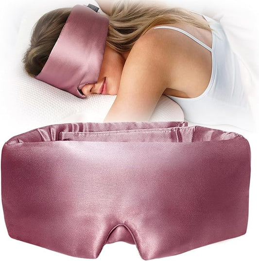 YFONG 100% Mulberry Silk Sleep Mask, Total Blackout Silk Eye Mask for Sleeping Women & Men, 22 Momme 6A Grade Pure Silk with Adjustable Band Designed for Side Sleeper Pink - Bloomnest