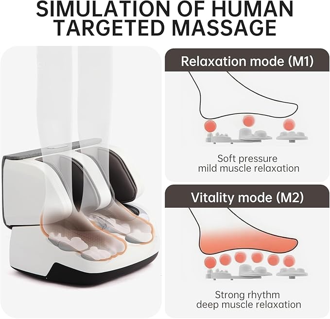 2 in 1 Foot Massager Machine Shiatsu Foot and Calf Massager with Deep Kneading Vibration Compression Massagers for Feet and Leg Gift for Women and Men - Bloomnest