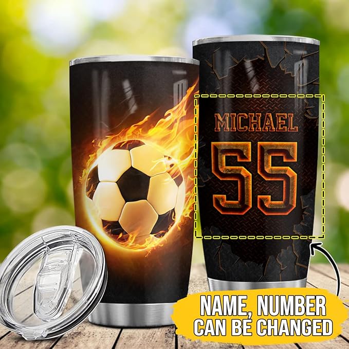 Wassmin Personalized Soccer Tumbler Sports Cups With Lids Gifts For Sport Lovers Fan Coach Players Stainless Steel Insulated Tumblers 20oz 30oz Coffee Travel Mug Birthday Christmas Presents - Bloomnest