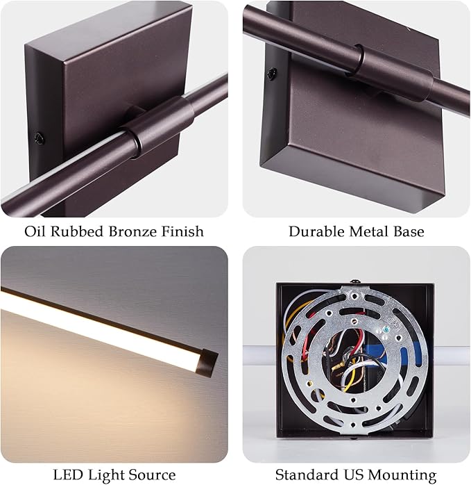 LED Wall Sconces with Remote Control, Dimmable Wall Sconces Set of Two, 5 Colors 3000K-6500K & Dimmable, Hardwire Wall Light with Timer & Night Light, LED Wall Lamps for Living Room, Bedroom, Bronze - Bloomnest