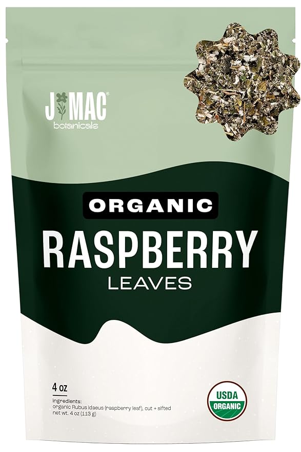 J Mac Botanicals Organic Raspberry Leaves, loose leaf tea 4 ounce - Bloomnest